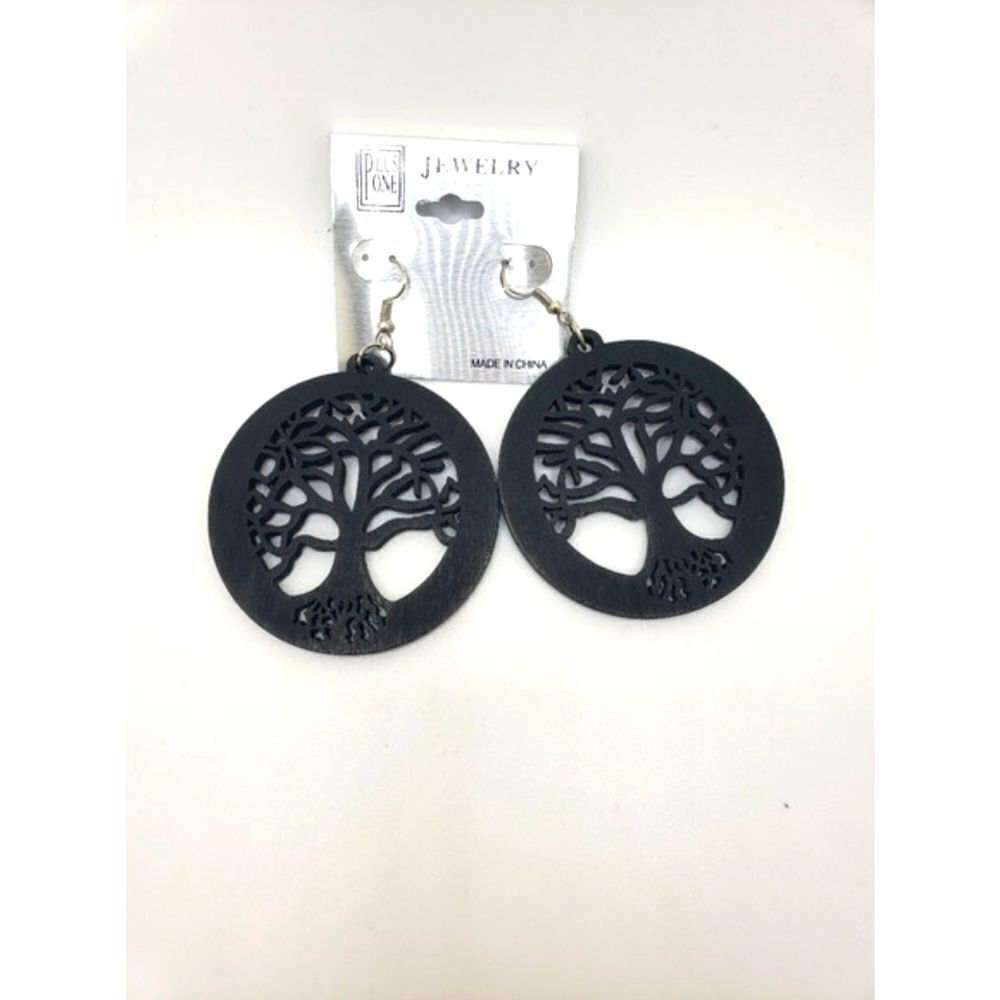 Black wood tree Earrings